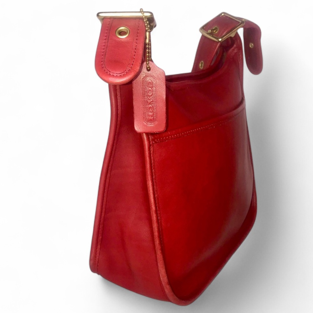 COACH Legacy Zip Red Glove-Tanned Leather Shoulder Bag Vintage 9966 COA - Picture 6 of 17